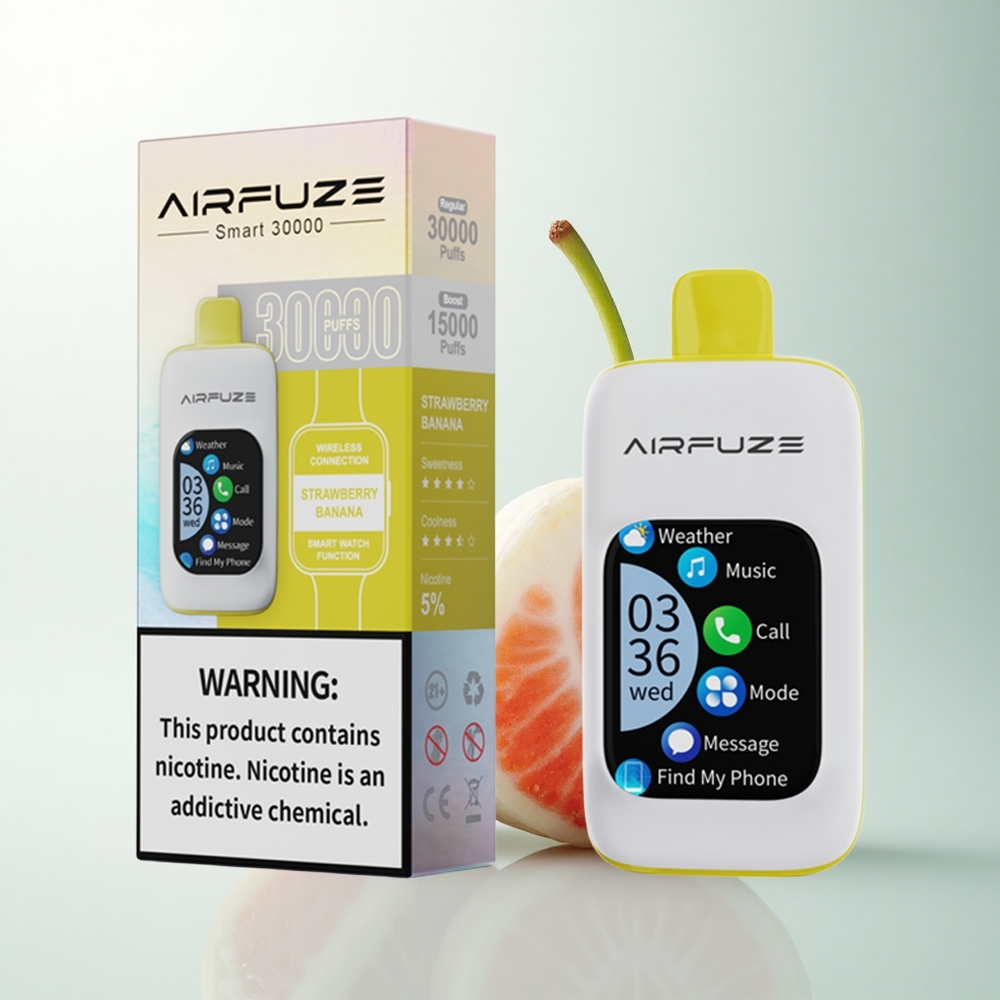 AirFuze Smart 30000 Puffs Fraise Banane Écran Tactile 5% 900mAh Type-C
