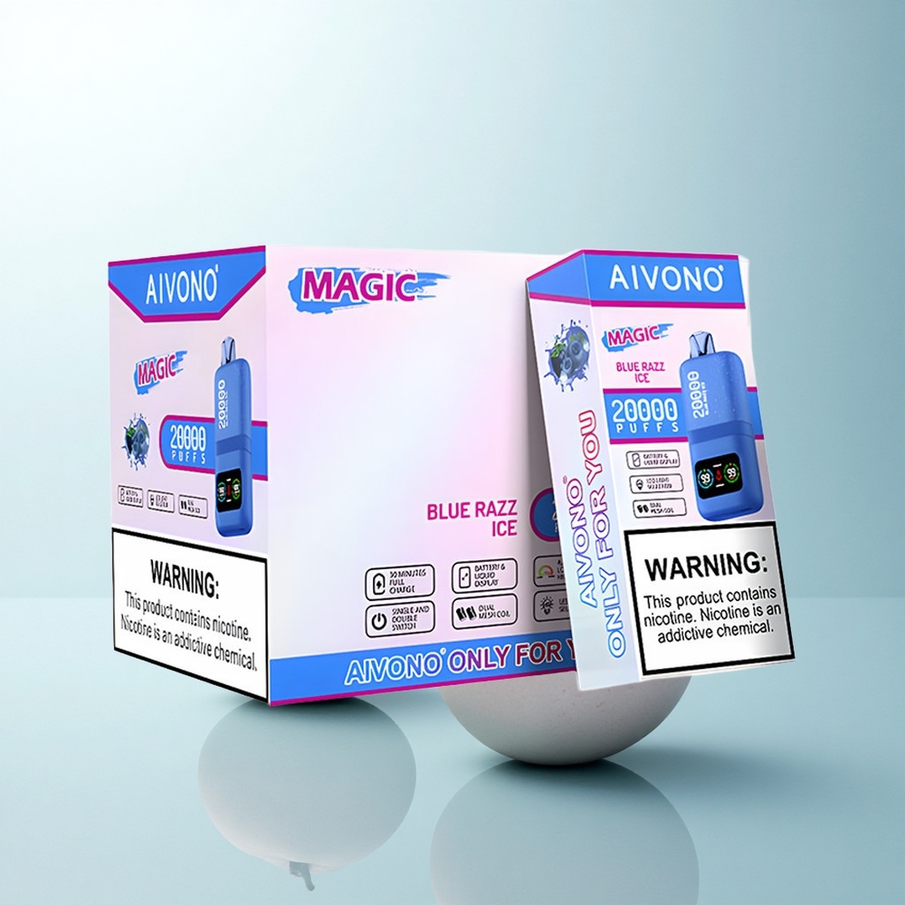 Aivono Aim Magic 20000 Puffs Glace Bleue Framboise Double Mesh LCD Rechargeable