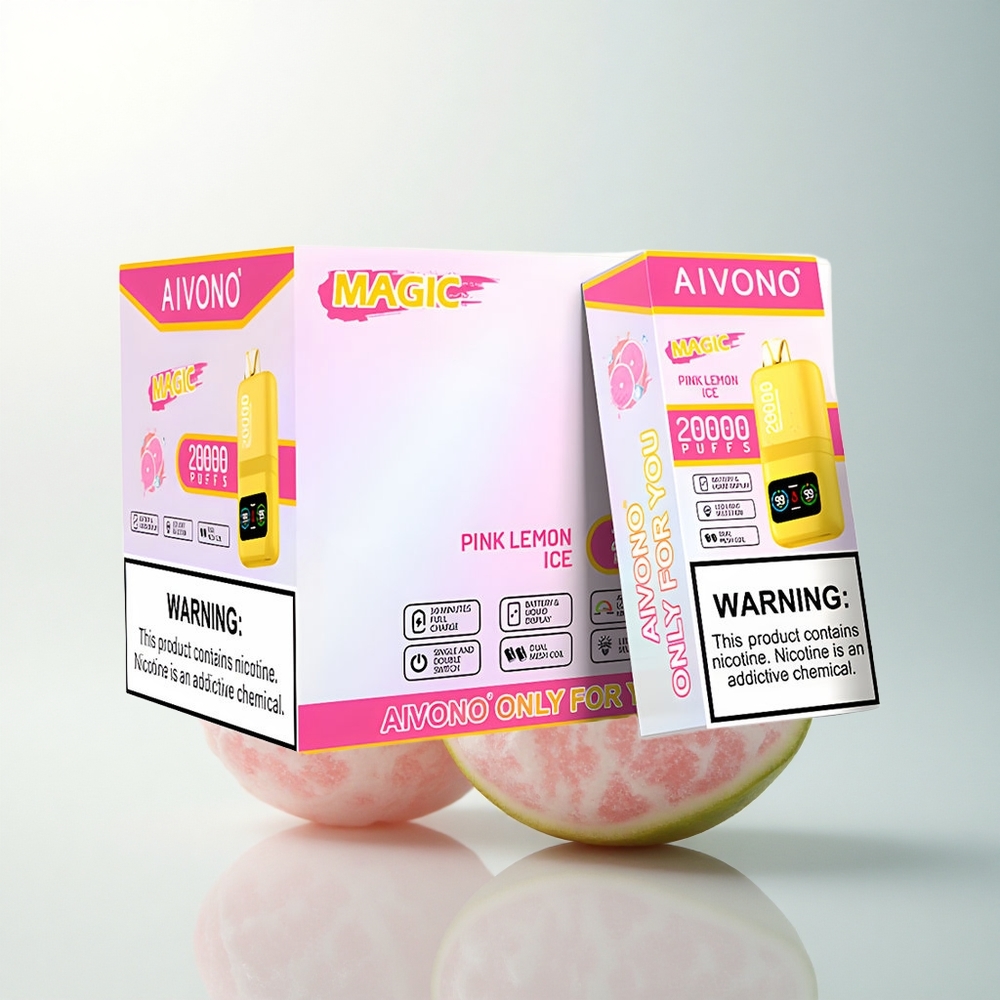Aivono Aim Magic 20000 Puffs Glace Citron Rose Électrique avec Double Mesh et Affichage LCD