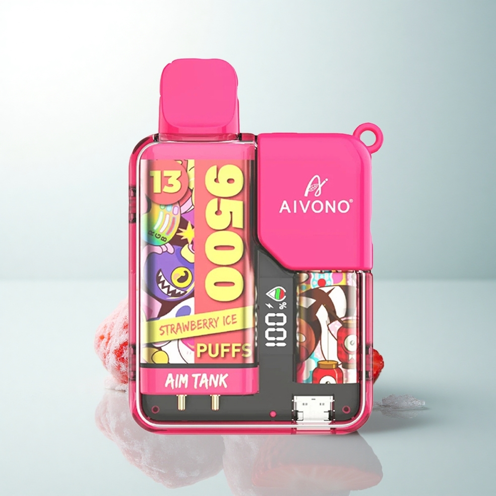 Aivono Aim Tank 9500 Puffs Glace à la Fraise 18ml 650mAh LCD