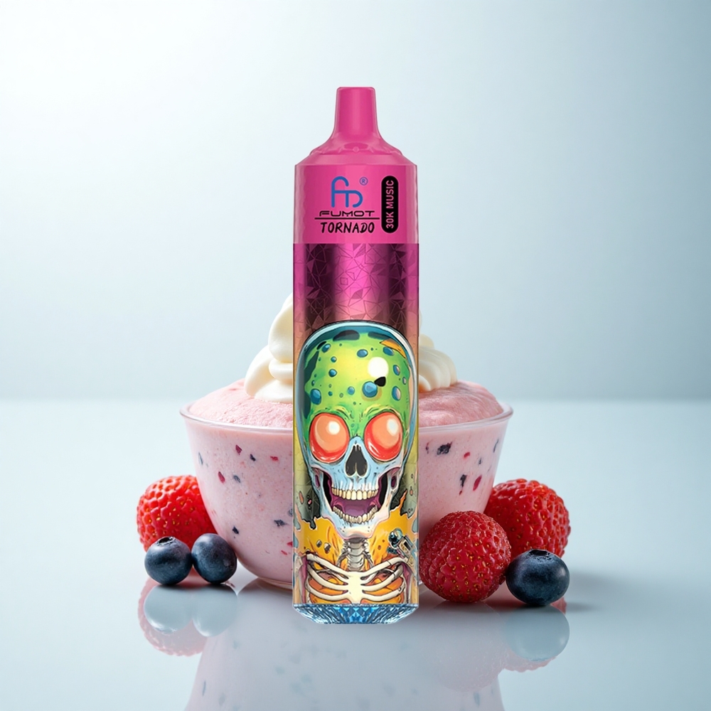 Fumot Randm Tornado 30000 Puffs Glace aux Myrtilles, Fraises et Framboises avec Affichage LED et Batterie Rechargeable