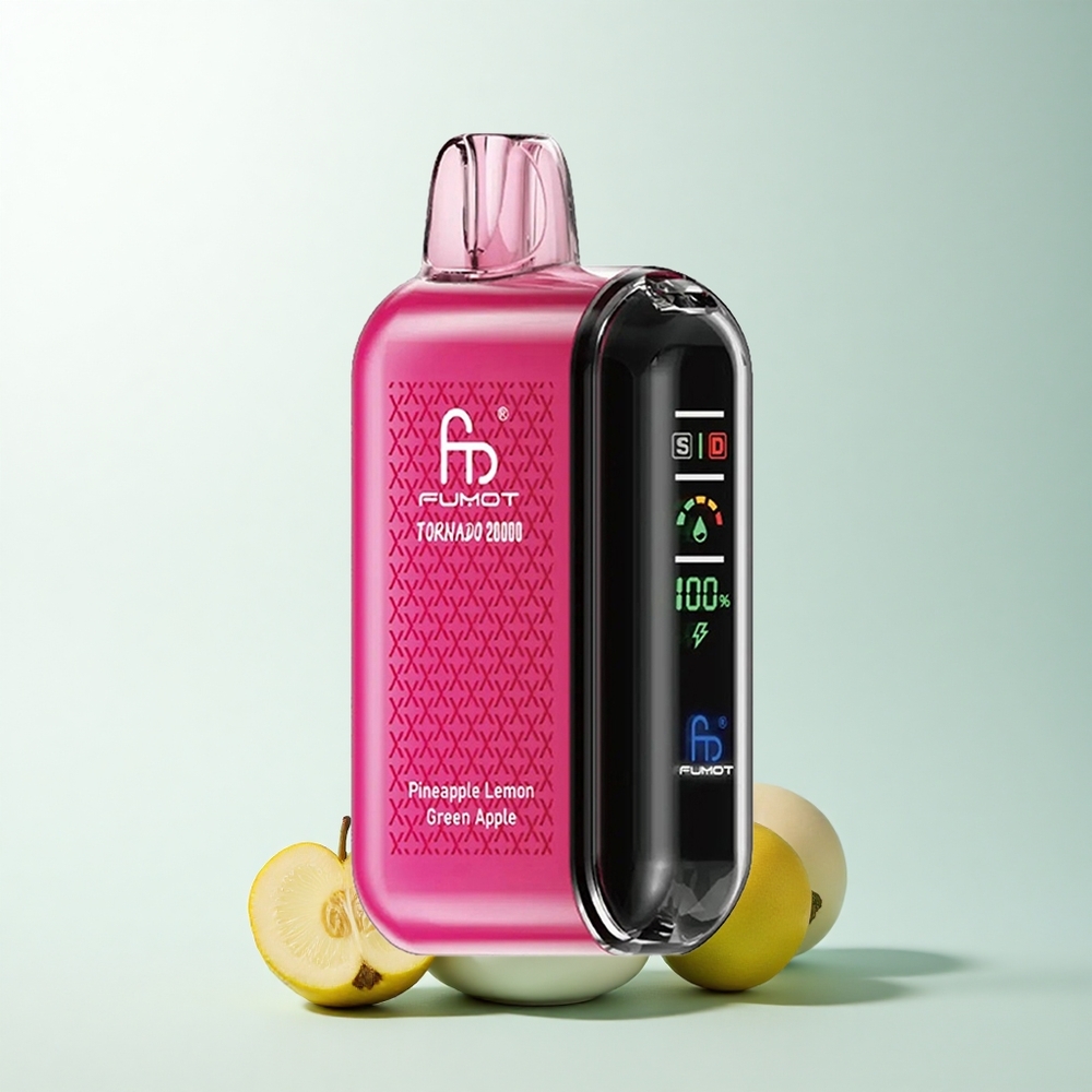 Fumot Tornado 20000 Puffs Ananas Citron Pomme Verte Dual Mesh Affichage Intelligent