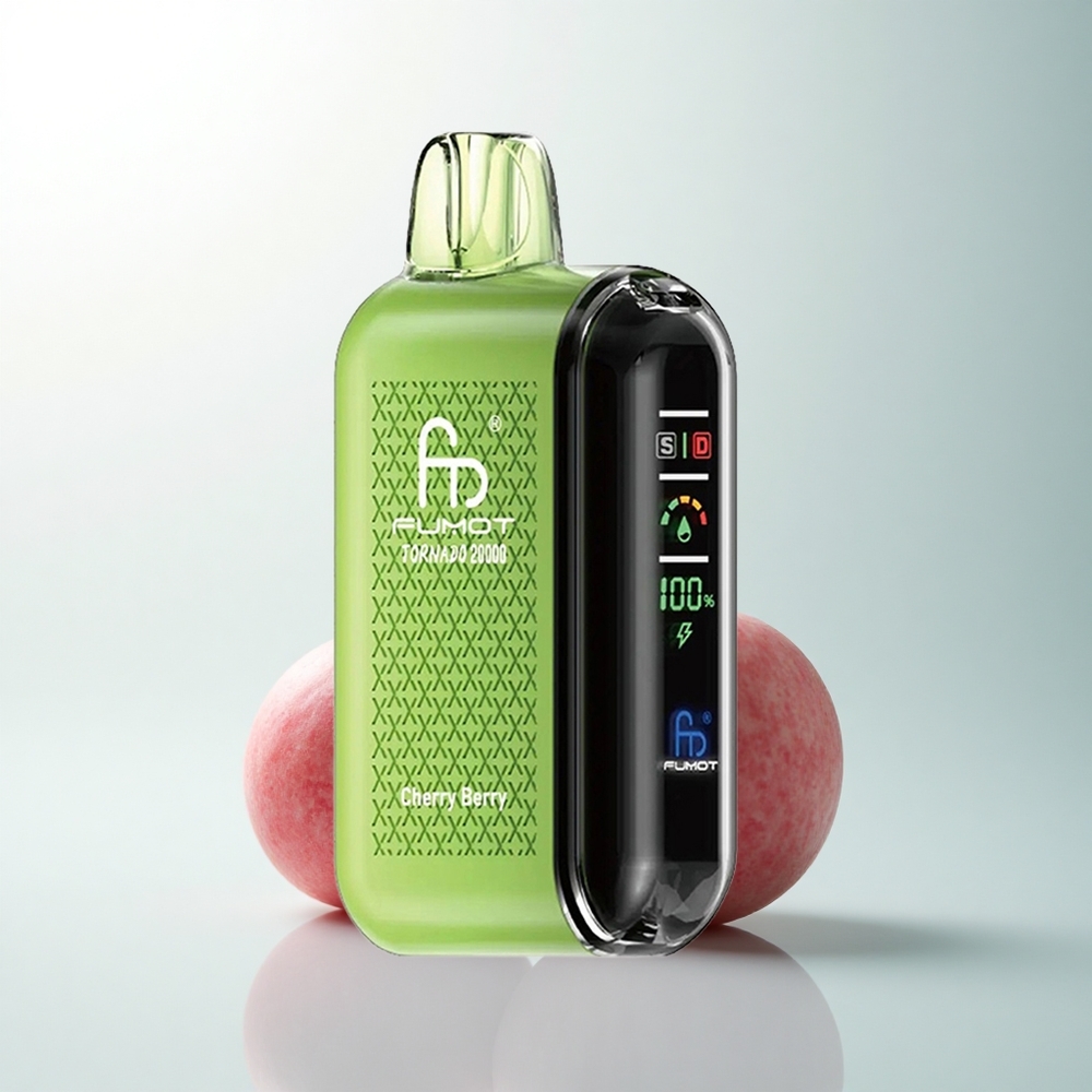 Fumot Tornado 20000 Puffs Cerise Baie Double Mesh Affichage Intelligent