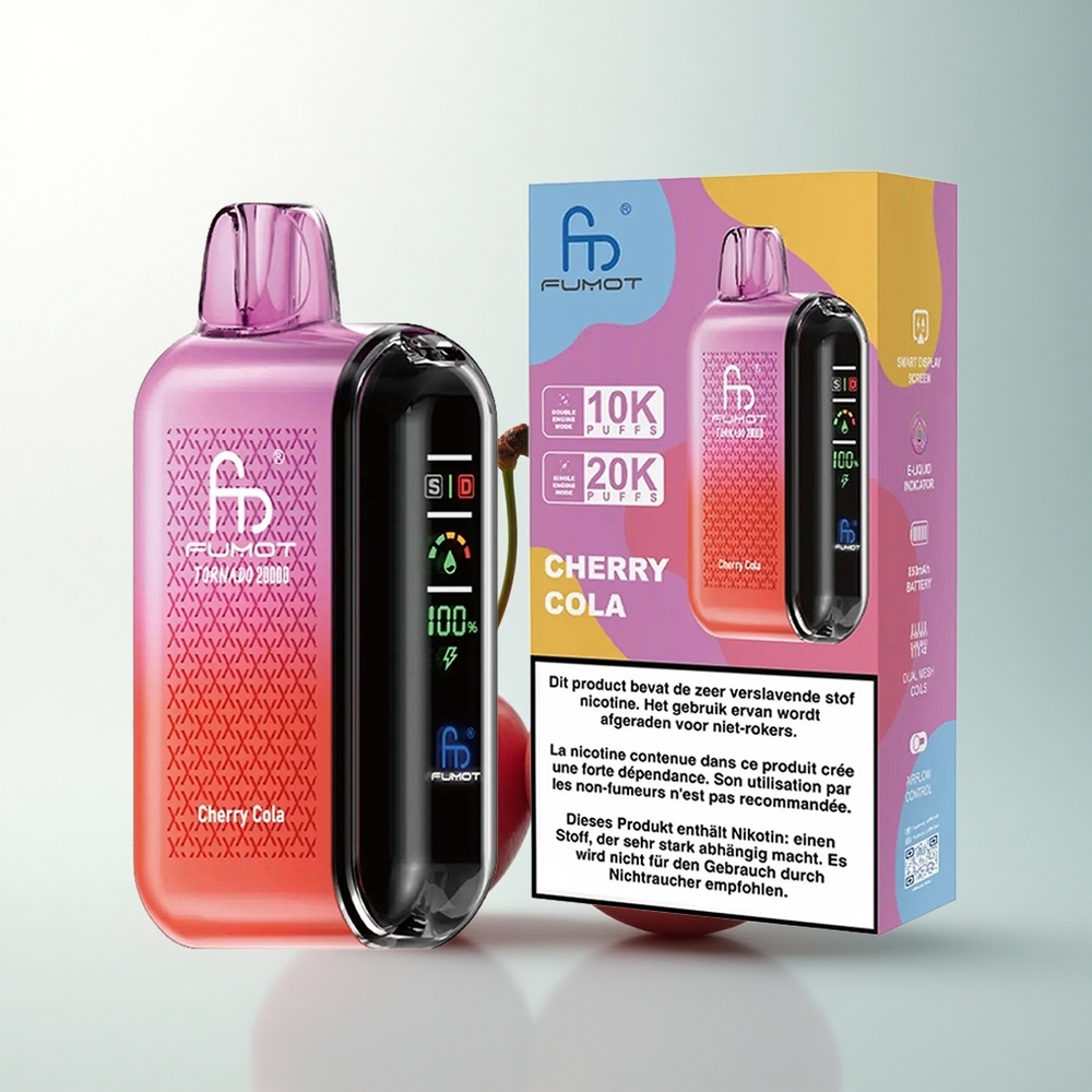 Fumot Tornado 20000 Puffs Cola Cerise Dual Mesh Affichage Intelligent