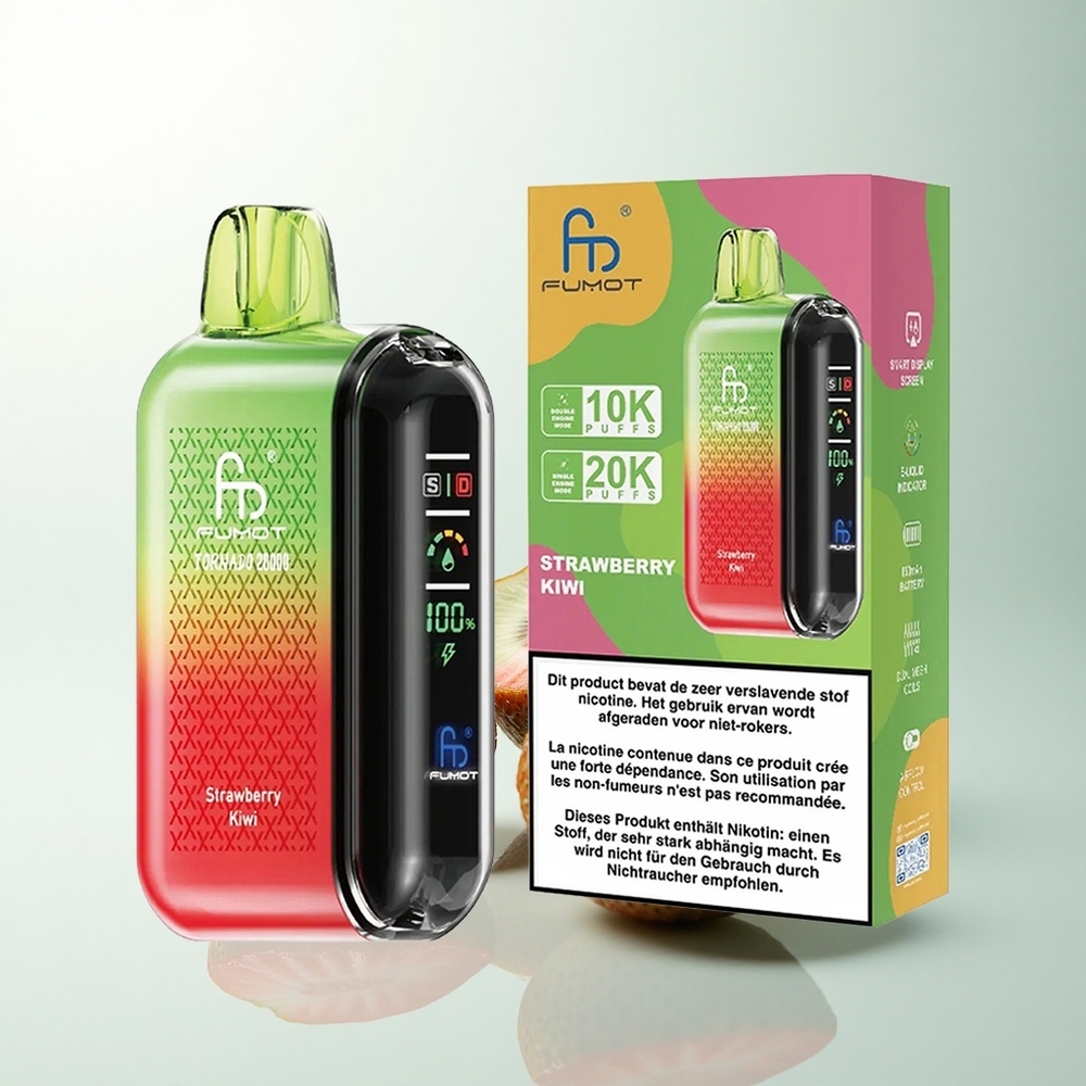 Fumot Tornado 20000 Puffs Fraise Kiwi Double Mesh Affichage Intelligent