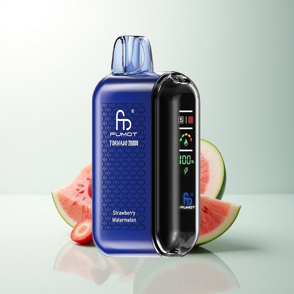 Fumot Tornado 20000 Puffs Fraise Pastèque Dual Mesh Coil Smart Display