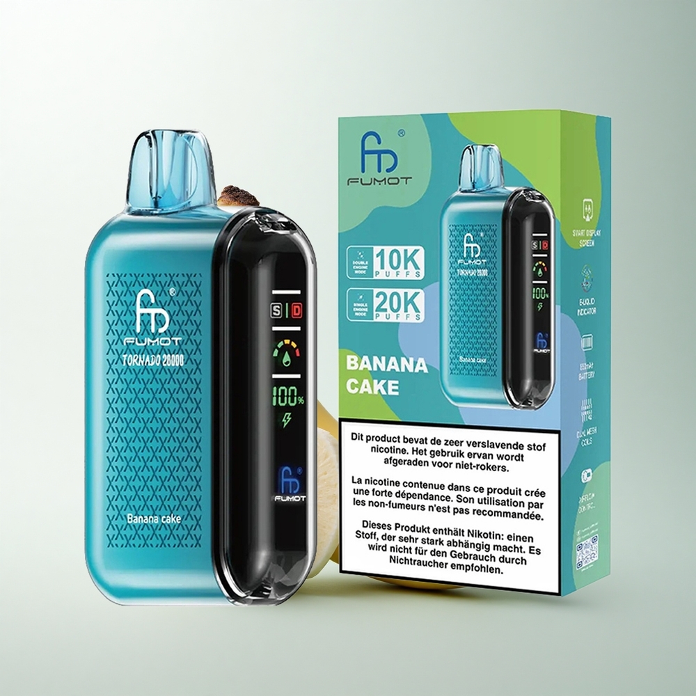 Fumot Tornado 20000 Puffs Gâteau à la Banane avec Double Mesh et Contrôle d\'Airflow