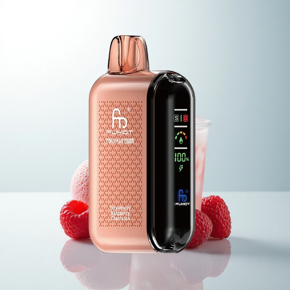 Fumot Tornado 20000 Puffs Glace Fraise Framboise Cerise Dual Mesh 20ml Smart Display