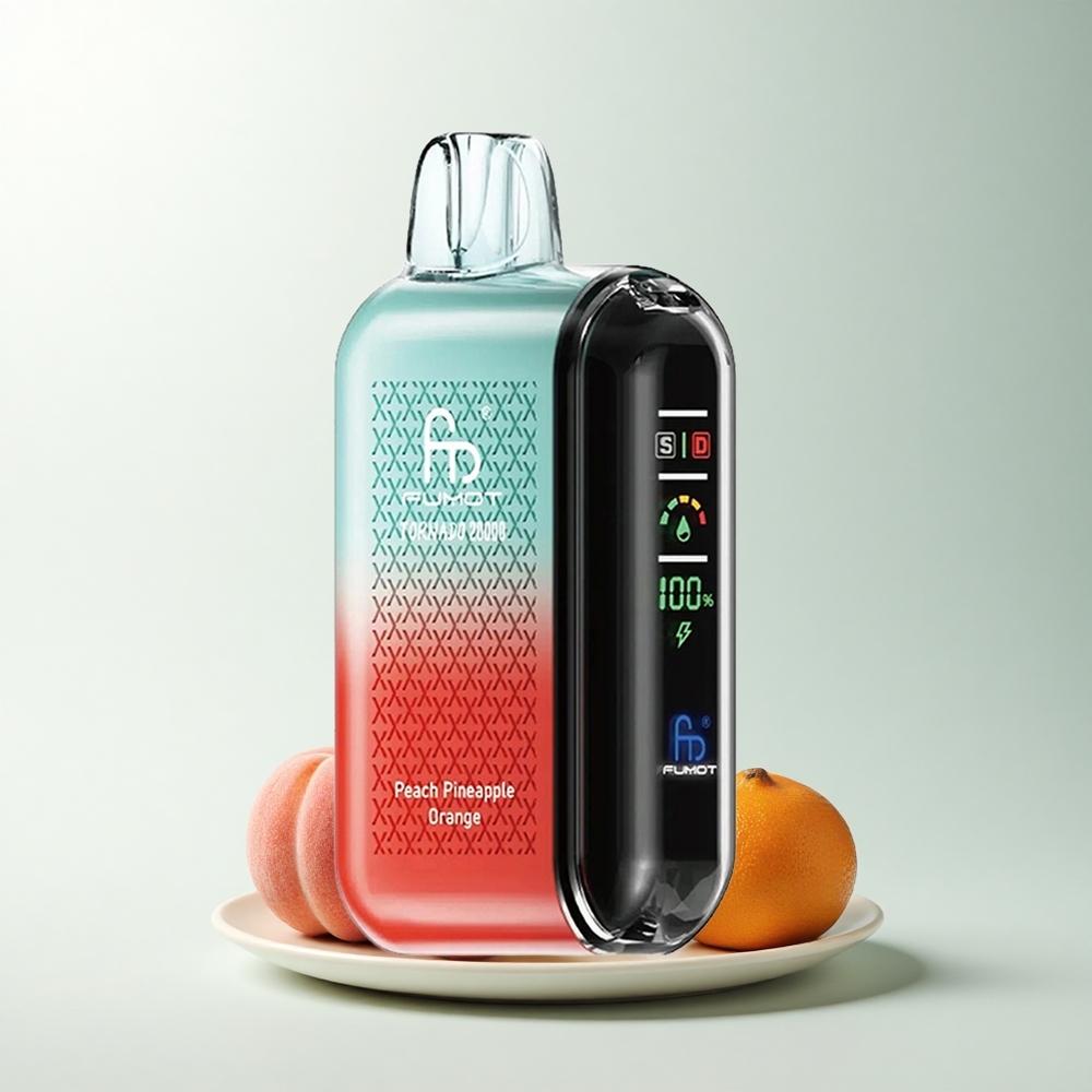Fumot Tornado 20000 Puffs Pêche Ananas Orange avec Double Mesh et Affichage Intelligent
