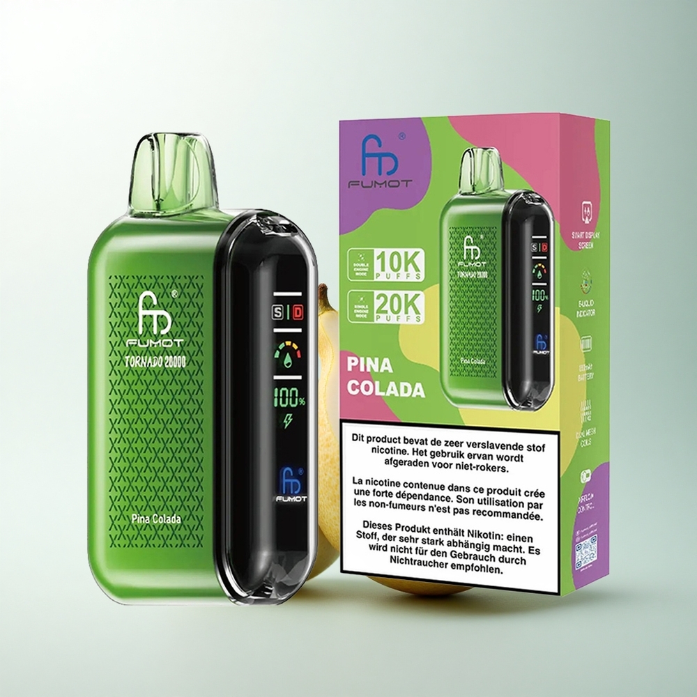 Fumot Tornado 20000 Puffs Piña Colada Double Mèche Écran Intelligent