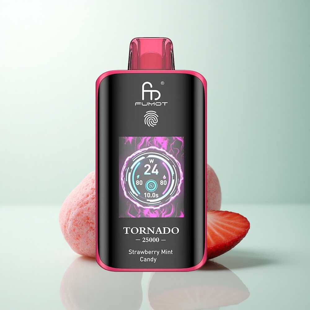 Fumot Tornado 25000 Puffs Bonbon Fraise Menthe Écran HD 700mAh USB-C
