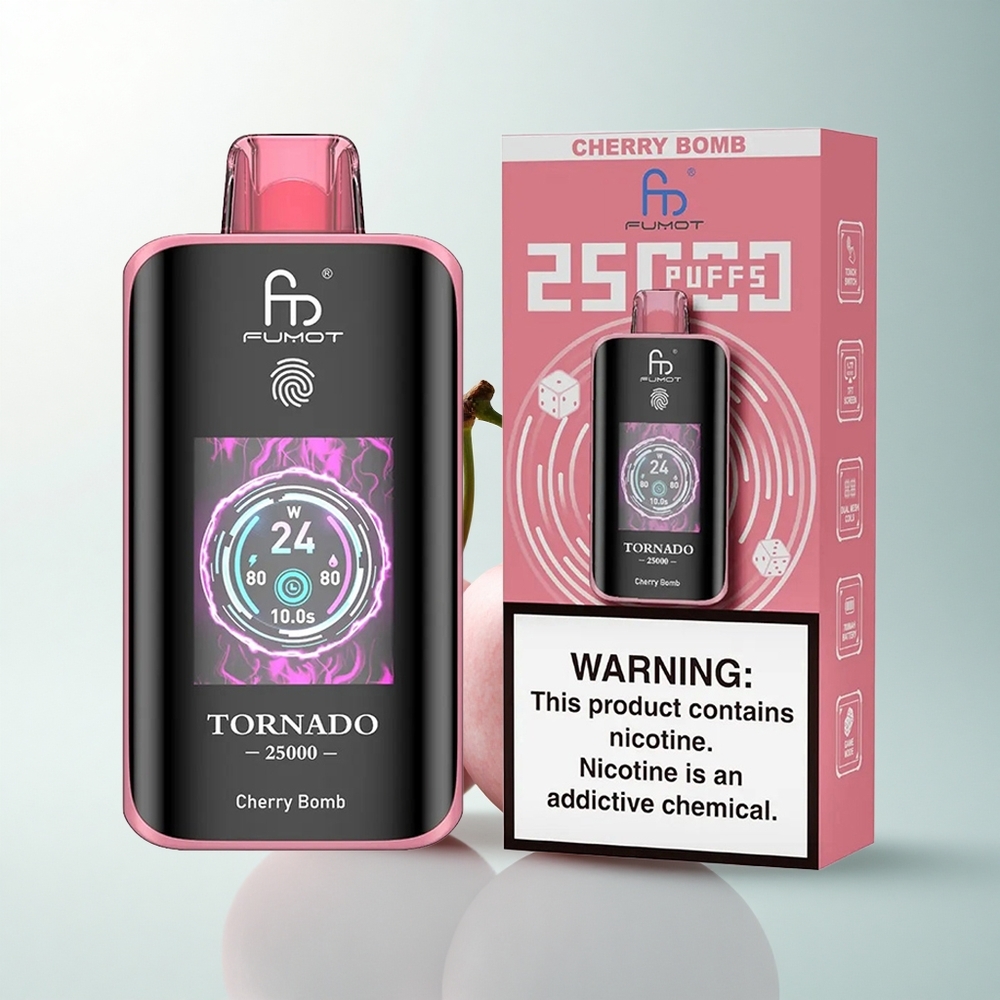 Fumot Tornado 25000 Puffs Cerise Explosif Écran HD 700mAh 20ml