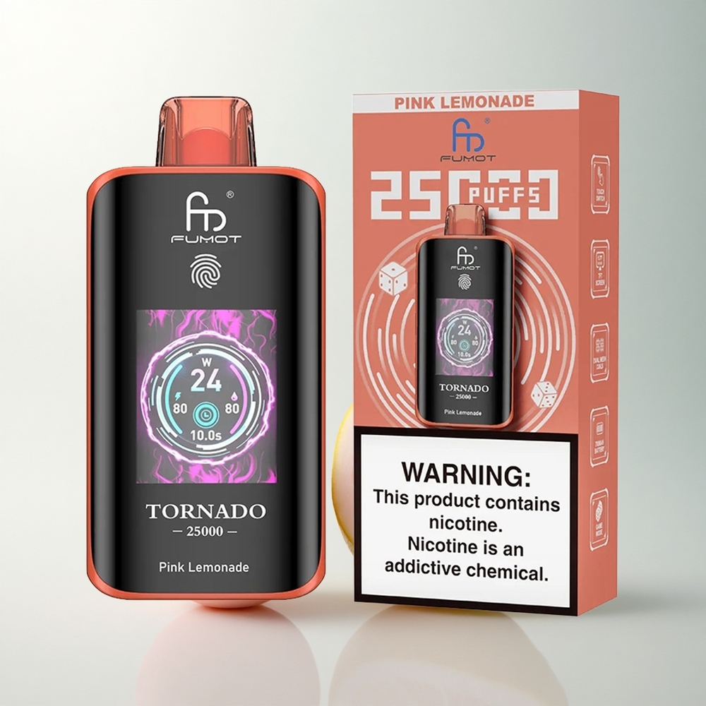 Fumot Tornado 25000 Puffs Citronnade Rose Écran HD 700mAh 20ml