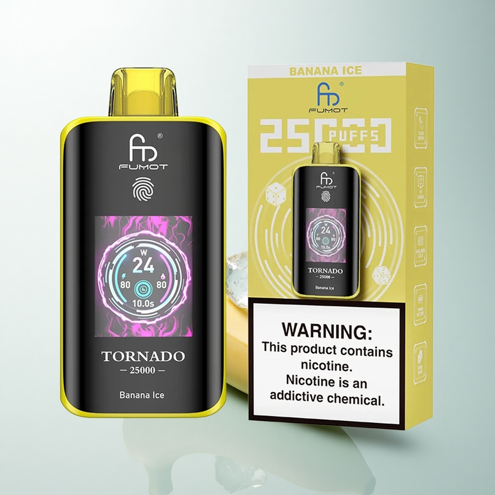 Fumot Tornado 25000 Puffs Glace Banane Écran HD 20ml Type-C