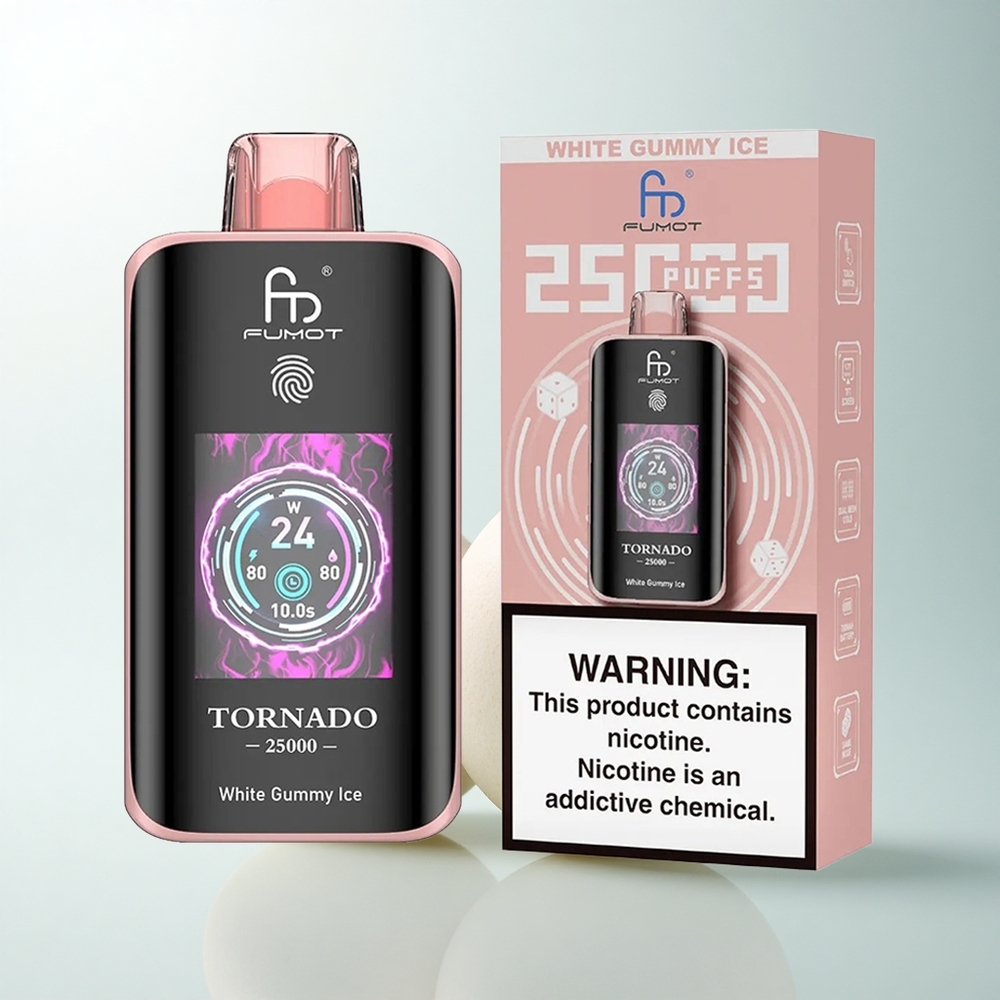 Fumot Tornado 25000 Puffs Glace de Gummy Blanc Écran HD 700mAh 20ml