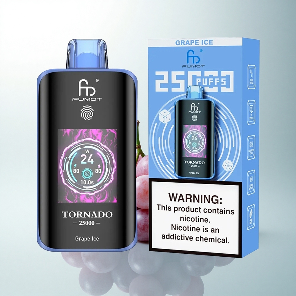 Fumot Tornado 25000 Puffs Glace de Raisin HD 700mAh Type-C
