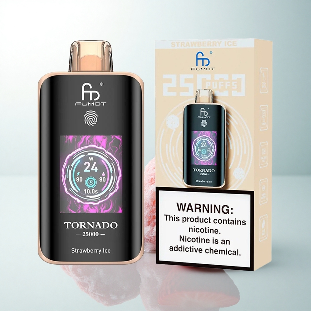 Fumot Tornado 25000 Puffs Glace à la Fraise Écran HD 700mAh Type-C