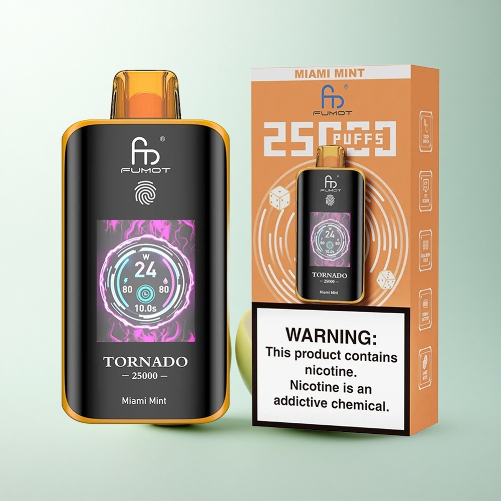 Fumot Tornado 25000 Puffs Menthe Miami Écran HD 20ml Type-C
