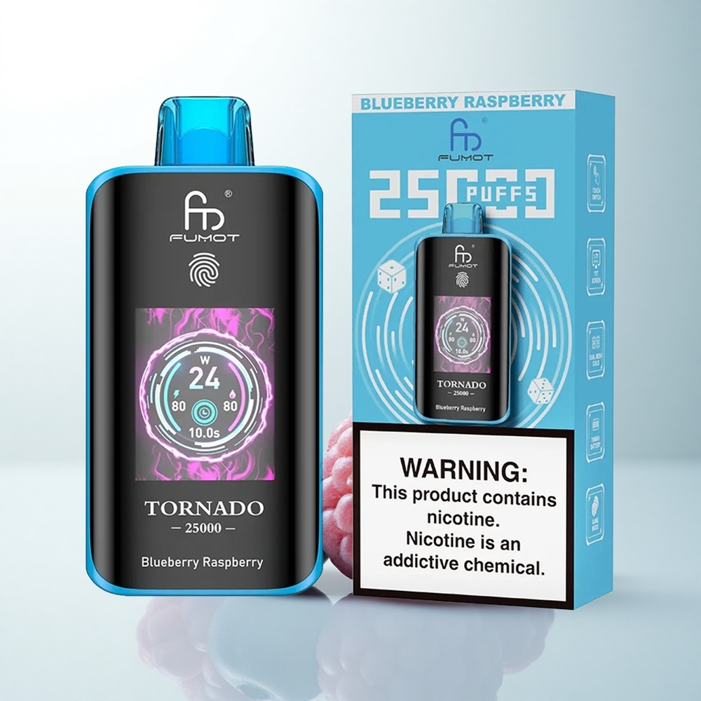 Fumot Tornado 25000 Puffs Myrtille Framboise Écran HD 700mAh 20ml