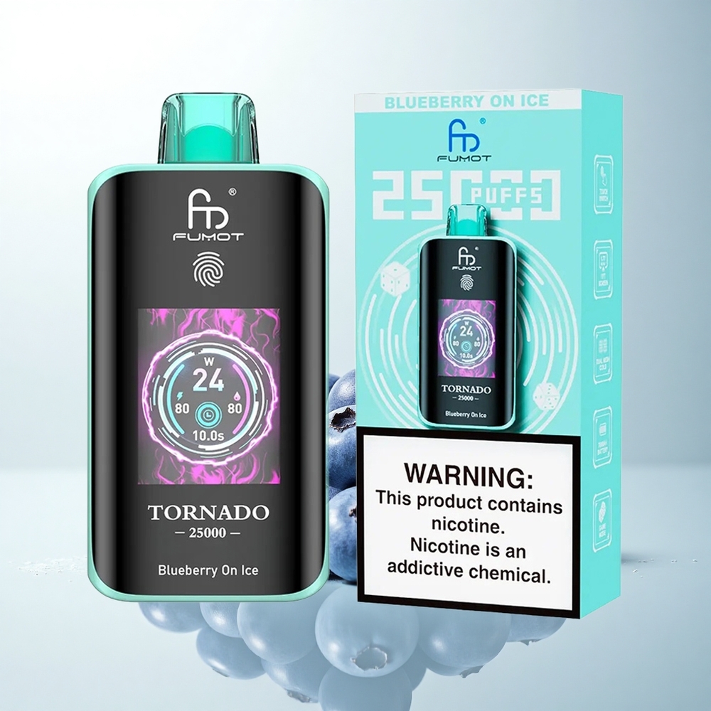 Fumot Tornado 25000 Puffs Myrtille sur Glace Écran HD 700mAh Type-C