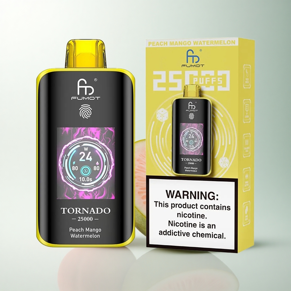 Fumot Tornado 25000 Puffs Pêche Mangue Pastèque Écran HD 700mAh 20ml