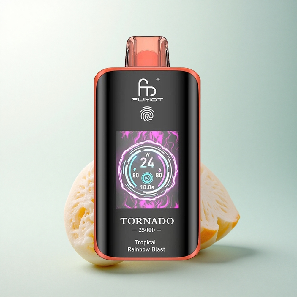 Fumot Tornado 25000 Puffs Éclat Arc-en-Ciel Tropical avec Écran HD et Batterie 700mAh