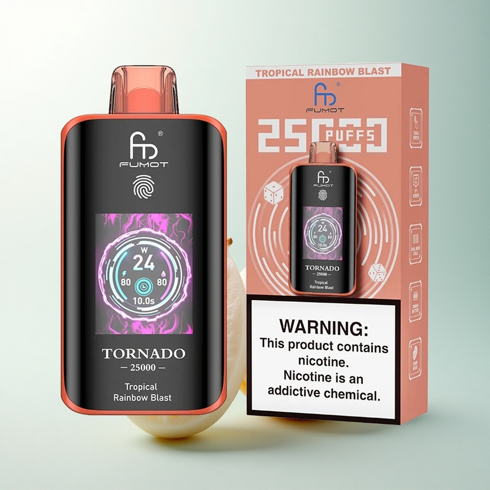 Fumot Tornado 25000 Puffs Éclat Arc-en-Ciel Tropical avec Écran HD et Batterie 700mAh