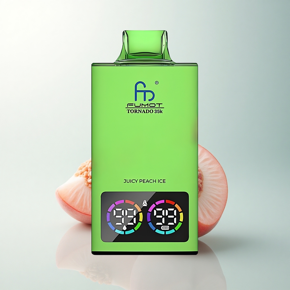 Fumot Tornado 35000 Puffs Pêche Juteuse Glace avec Double Mesh et Lumières RGB
