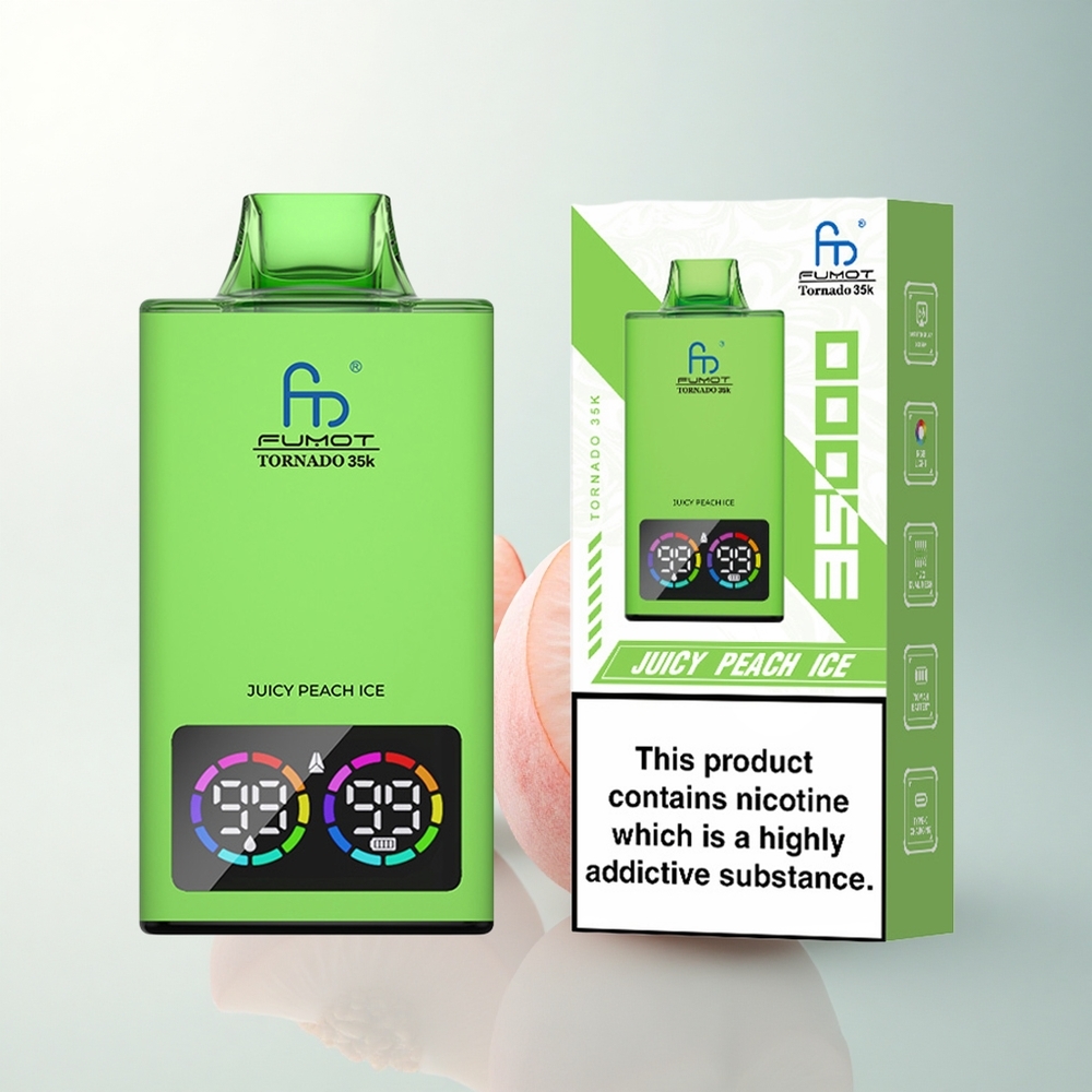 Fumot Tornado 35000 Puffs Pêche Juteuse Glace avec Double Mesh et Lumières RGB