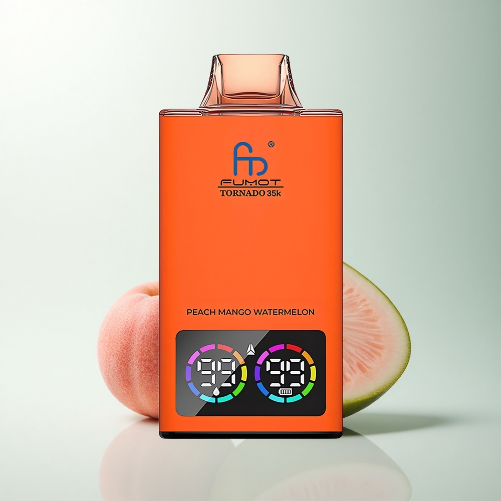 Fumot Tornado 35000 Puffs Pêche Mangue Pastèque avec Double Mesh et Lumières RGB Variables
