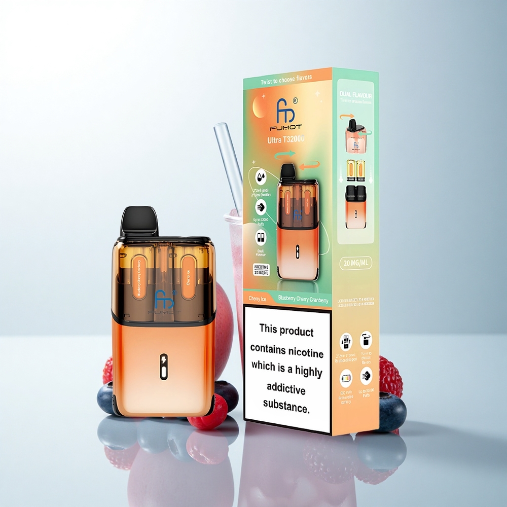Fumot Ultra T32000 Puffs Myrtille Cerise Canneberge - Glace Cerise avec 24ml et Charge Rapide Type-C