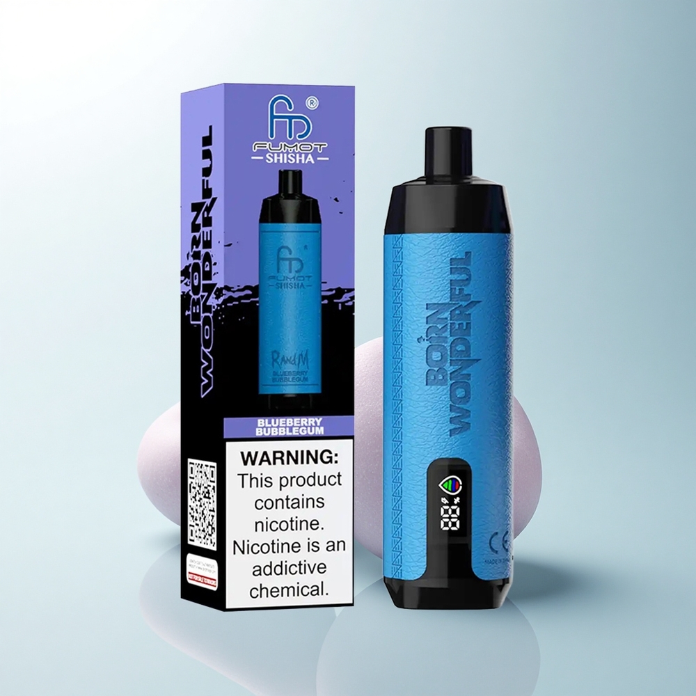 RandM Fumot Shisha 10000 Puffs Bubblegum Myrtille LED Type-C 0.6ohm