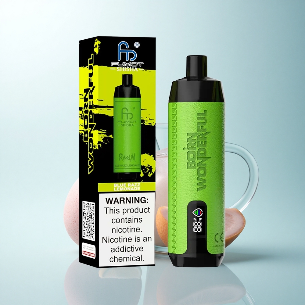 RandM Fumot Shisha 10000 Puffs Citronnade Framboise Bleue avec Batterie 850 mAh et 18ml E-liquide Prérempli
