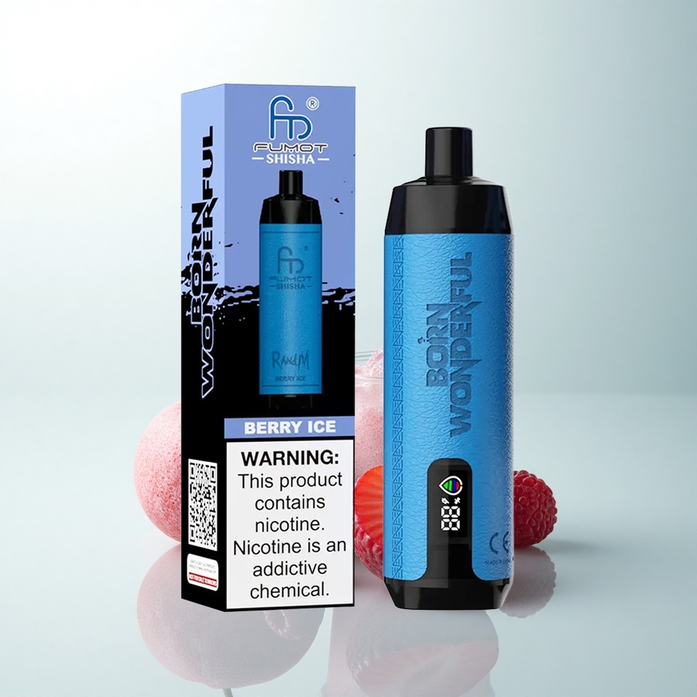 RandM Fumot Shisha 10000 Puffs Glace Baie LED 18ml 0,6ohm