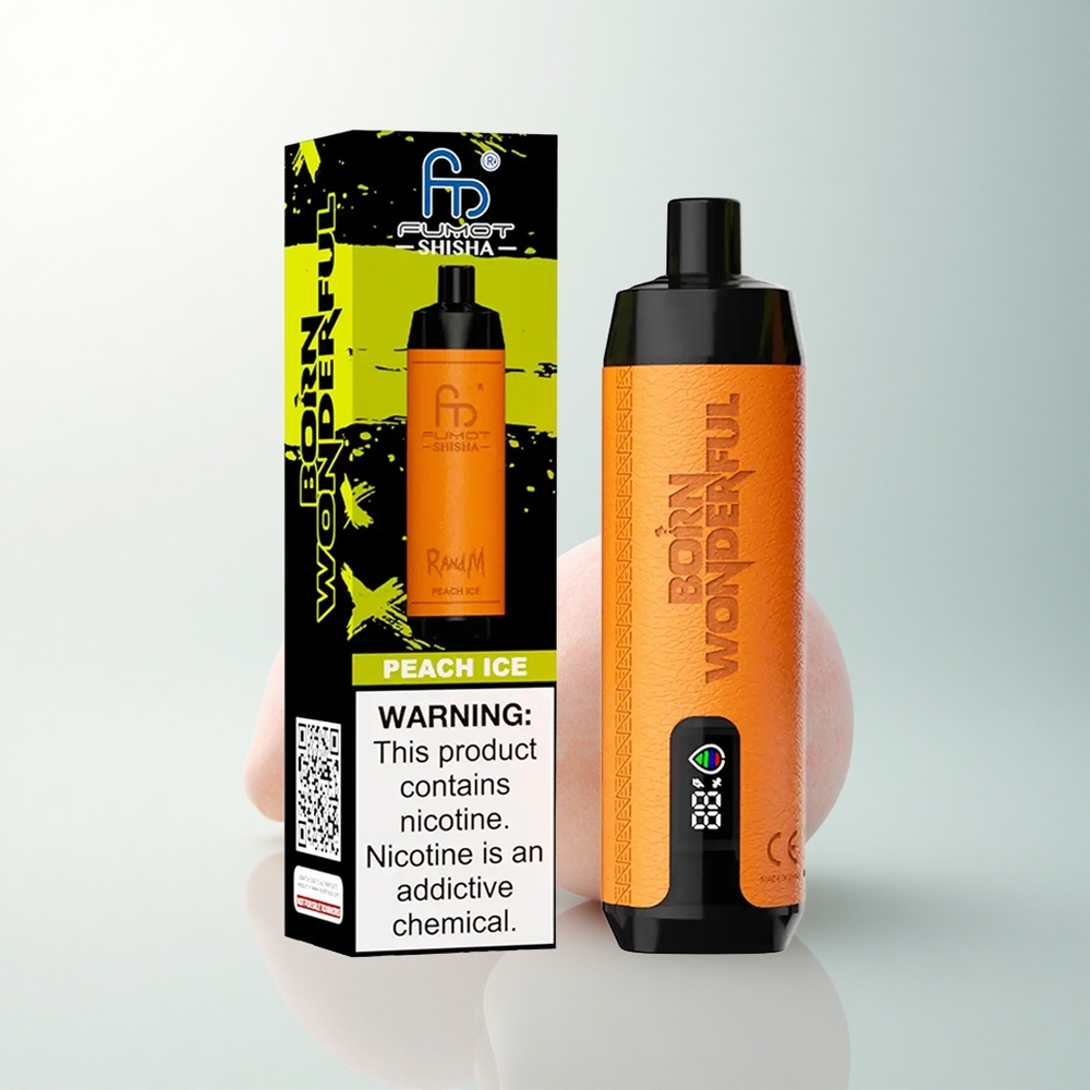RandM Fumot Shisha 10000 Puffs Glace à la Pêche avec LED et 18ml