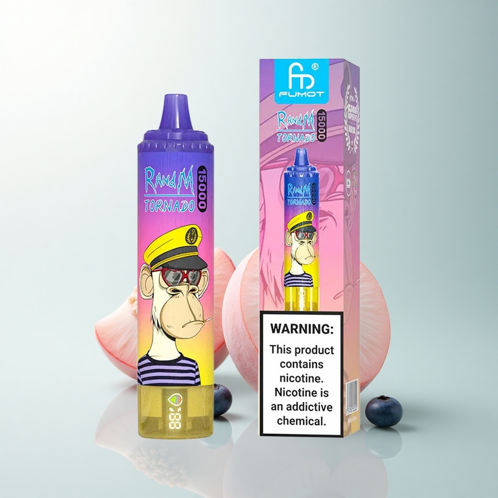 RandM Fumot Tornado 15000 Puffs Bonbon Pêche Myrtille Mesh 25ml Type-C