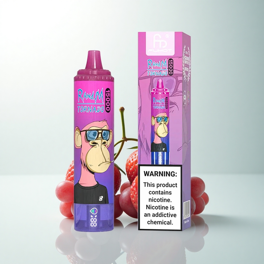 RandM Fumot Tornado 15000 Puffs Fraise Raisin 25ml 850mAh Mesh