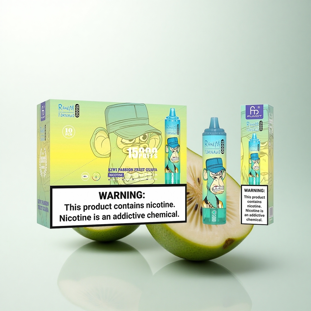 RandM Fumot Tornado 15000 Puffs Kiwi Fruit de la Passion Goyave 25ml 850mAh Type-C