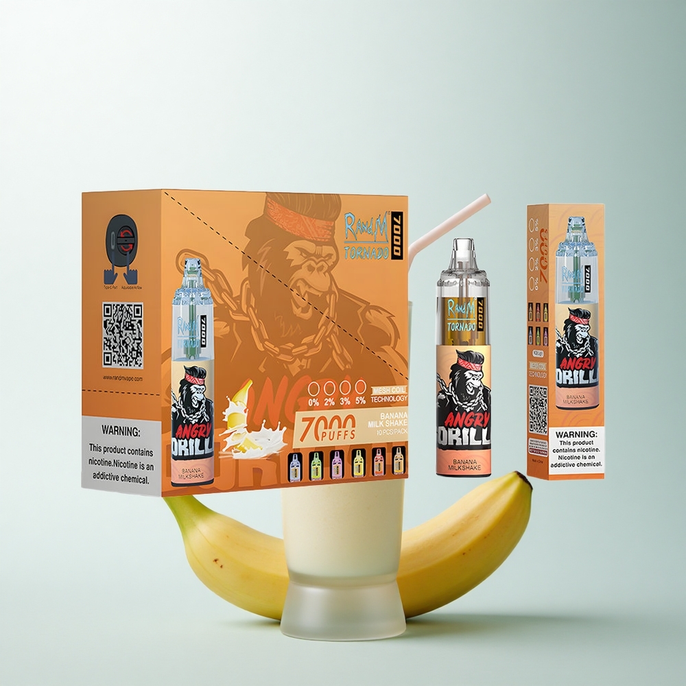RandM Fumot Tornado 7000 Puffs Banane Milk-Shake Type-C Lumière RGB