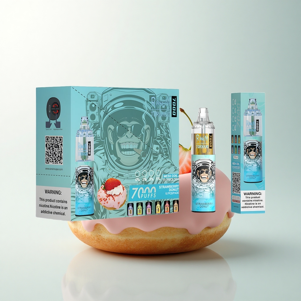 RandM Fumot Tornado 7000 Puffs Beignet Fraise 7000 Puffs 14ML Mesh Type-C