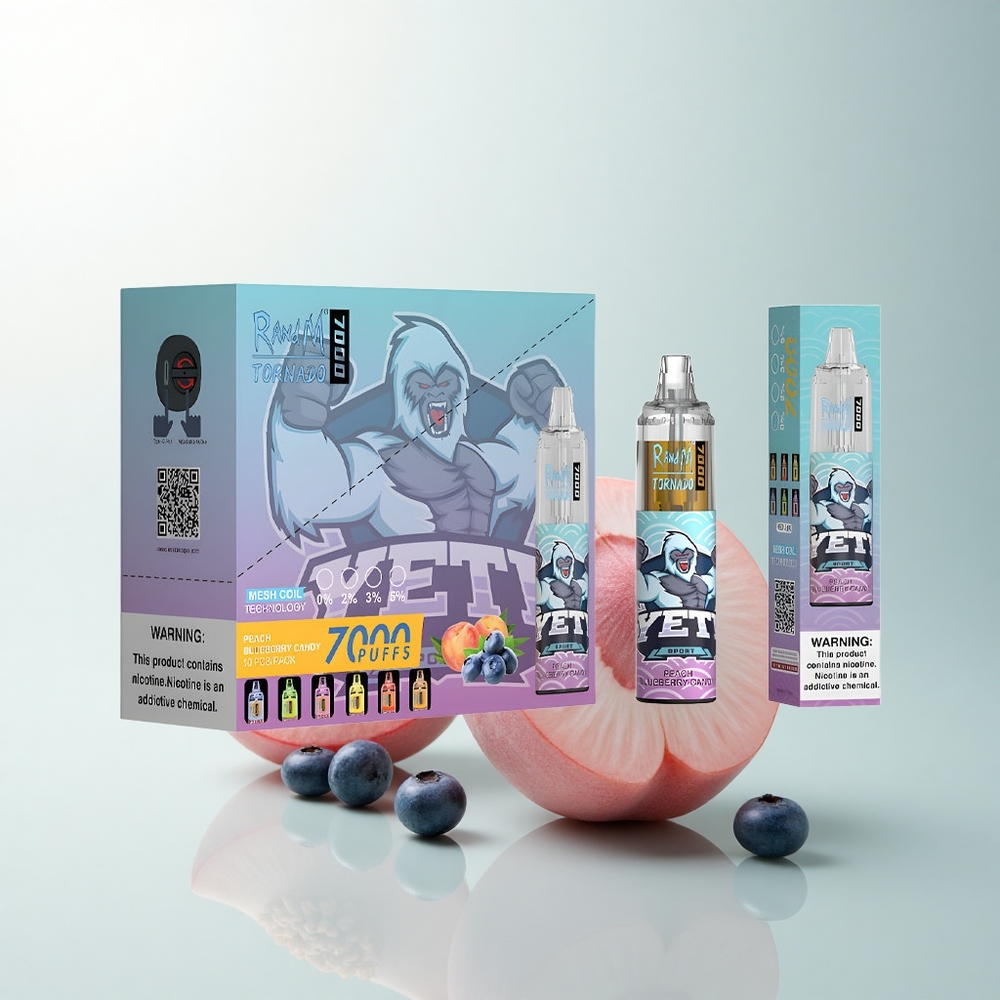 RandM Fumot Tornado 7000 Puffs Bonbon Pêche Myrtille 14ML Mesh