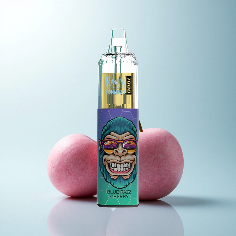 RandM Fumot Tornado 7000 Puffs Cerise Bleue Razz à 14 ML avec Recharge Type-C et Lumières RGB