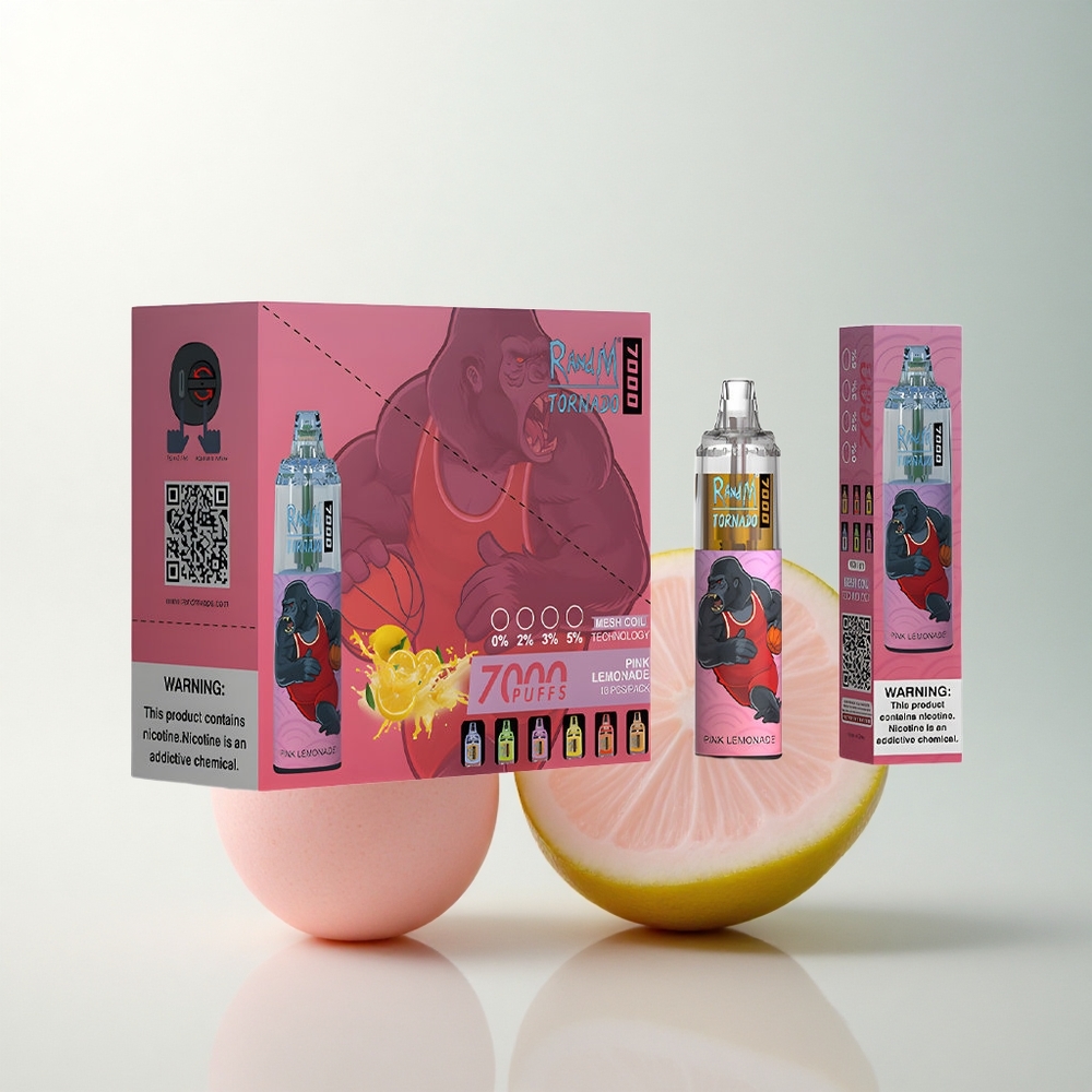 RandM Fumot Tornado 7000 Puffs Citronnade Rose à la Lumière RGB