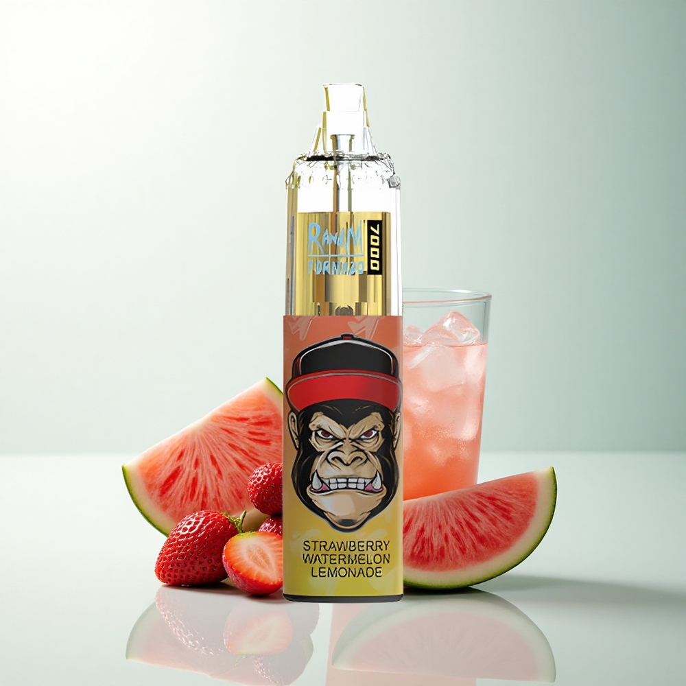 RandM Fumot Tornado 7000 Puffs Fraise Pastèque Limonade avec 14 ML et 850 MAH et Lumière RGB