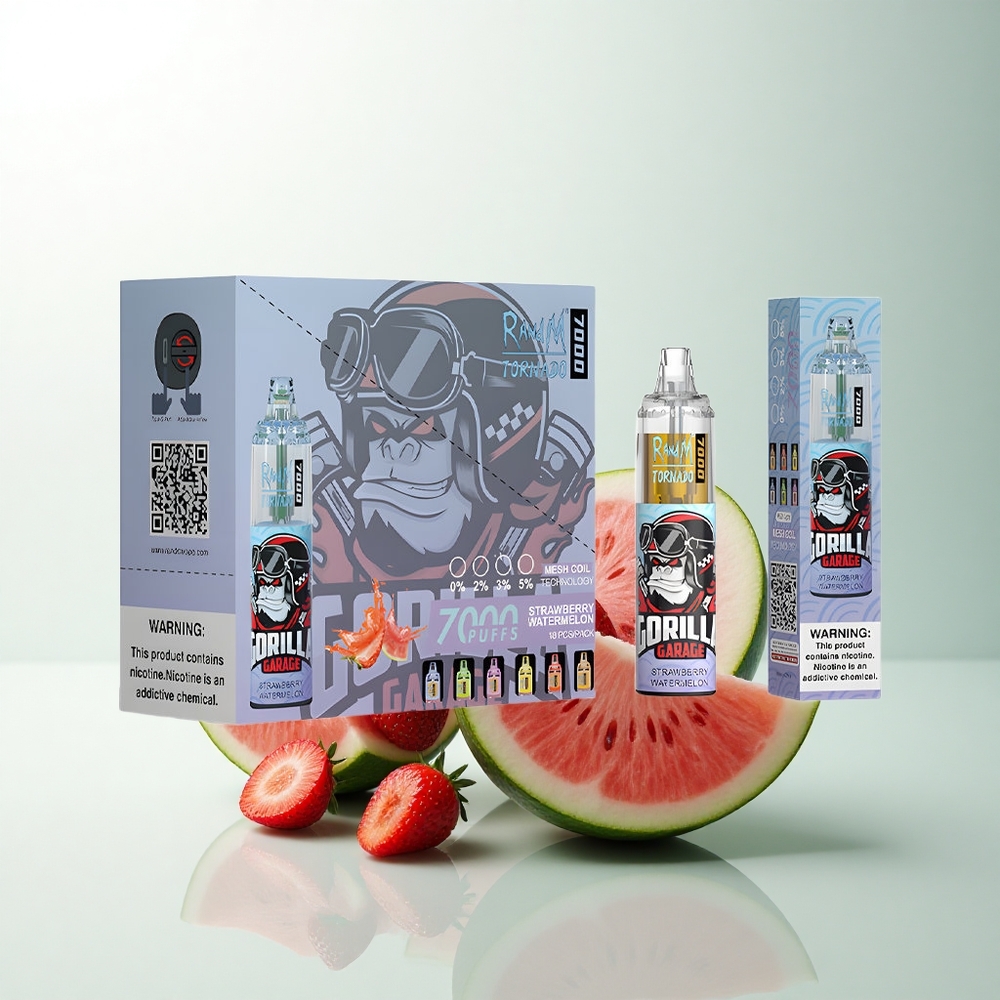 RandM Fumot Tornado 7000 Puffs Fraise Pastèque Mesh 14ML 5% Nicotine