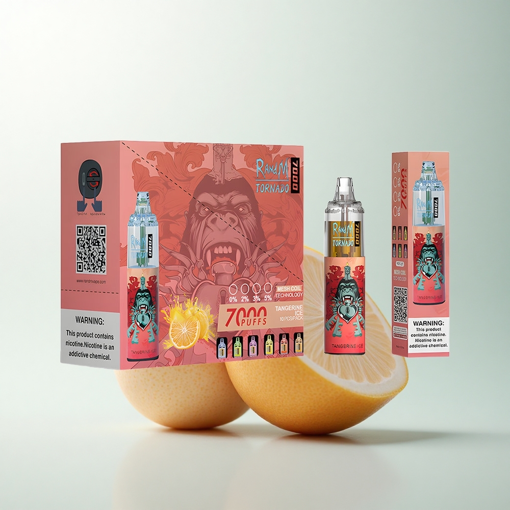 RandM Fumot Tornado 7000 Puffs Glace Mandarine à la Menthe avec Batterie 850 MAH et Lumière RGB