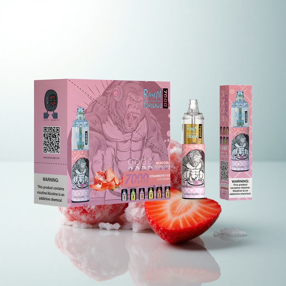 RandM Fumot Tornado 7000 Puffs Glace à la Fraise Type-C Lumière RGB