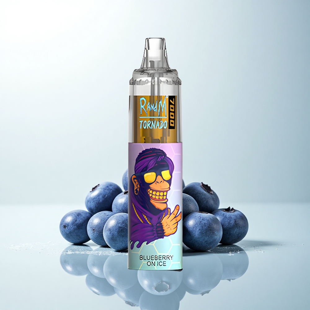 RandM Fumot Tornado 7000 Puffs Myrtille Glacé avec Mesh Coil et 5% Nicotine