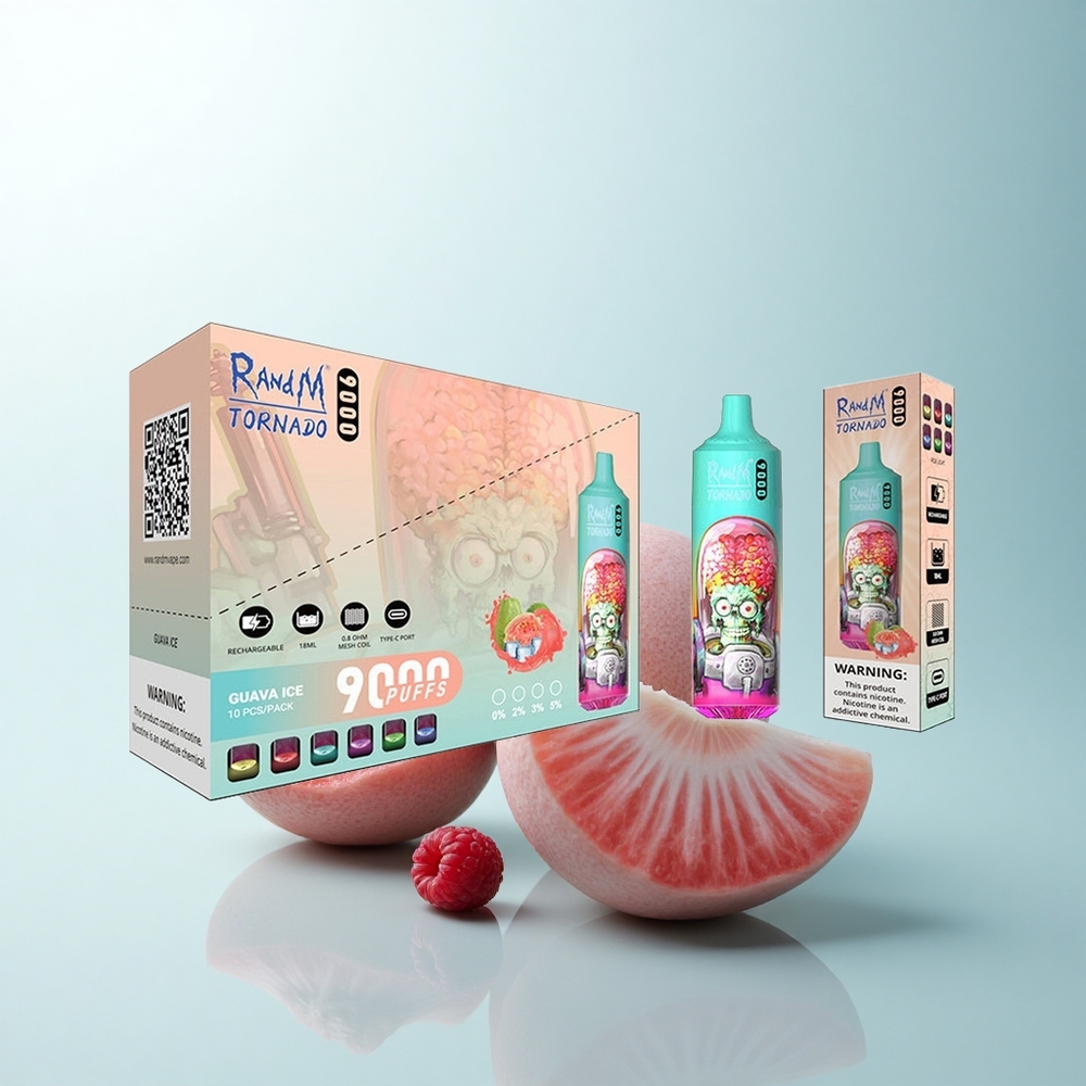 RandM Fumot Tornado 9000 Puffs Framboise Acidulée Bleue 9000 Puffs 18 mL Mesh