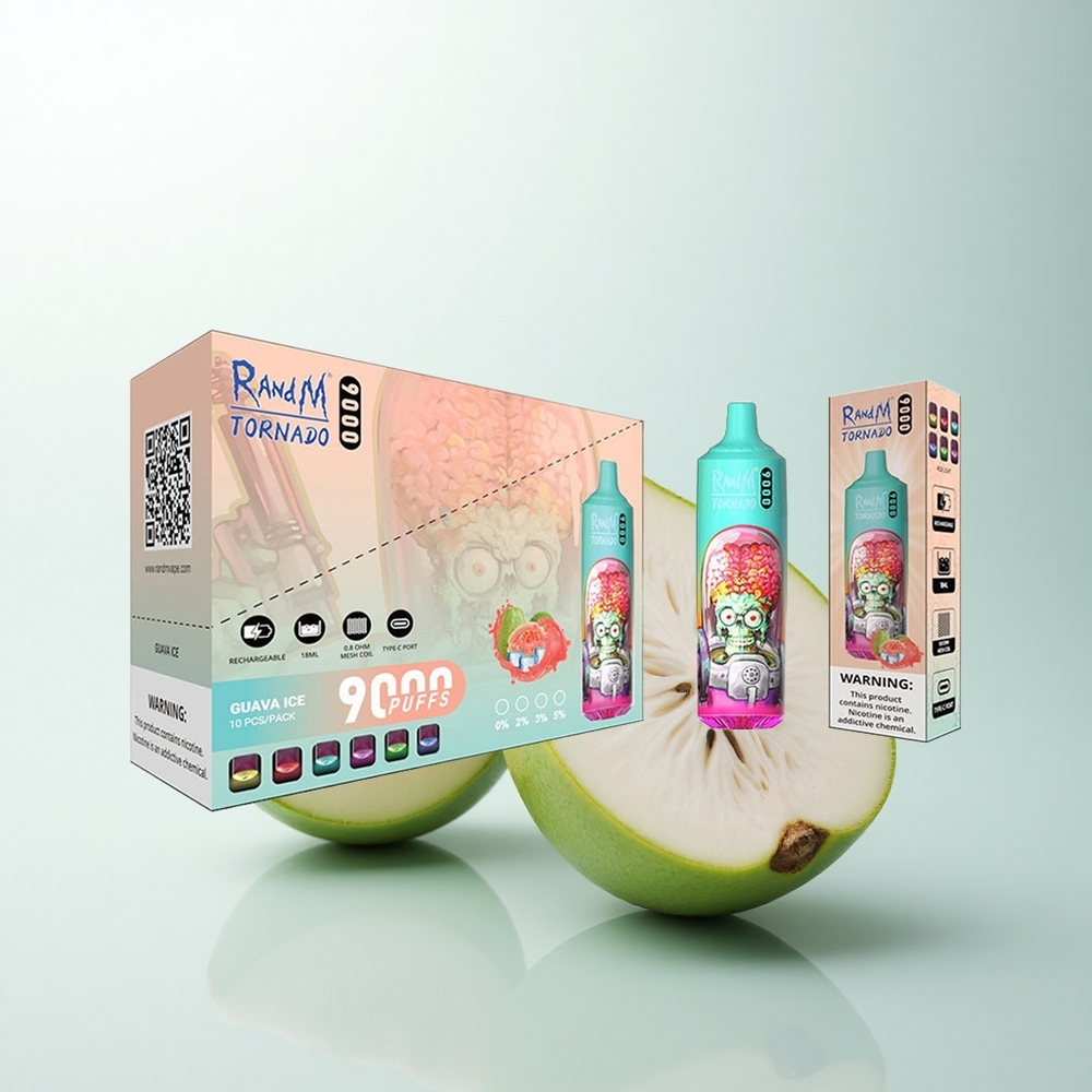 RandM Fumot Tornado 9000 Puffs Glace à la Goyave Rechargeable 850 mAh avec Écran RGB